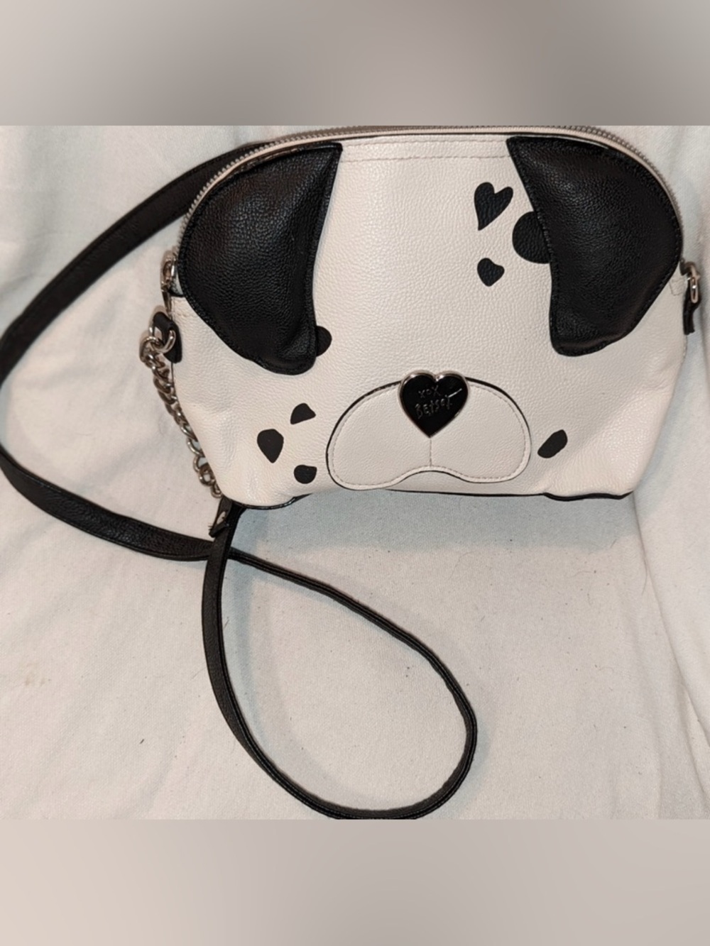 Betsey Johnson Black & White Dalmatian Crossbody Purse